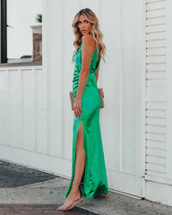 Green Cowl Neckline Cami Maxi Dress