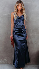 Navy Blue Cowl Neckline Cami Maxi Dress