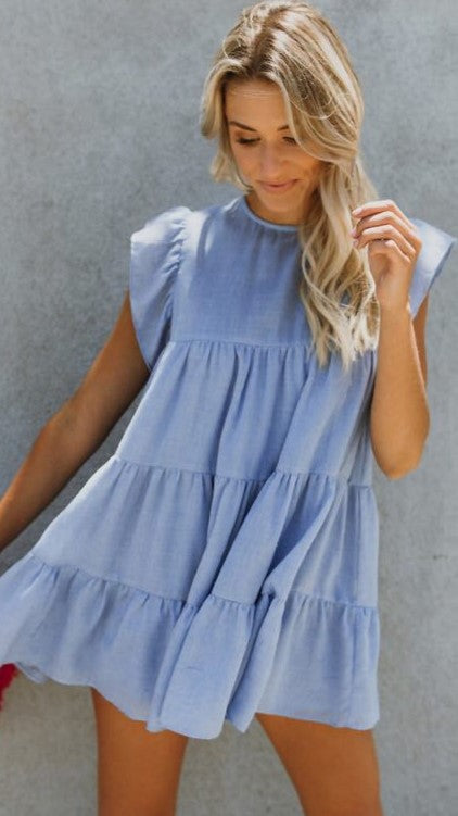 Blue Babydoll Mini Dress