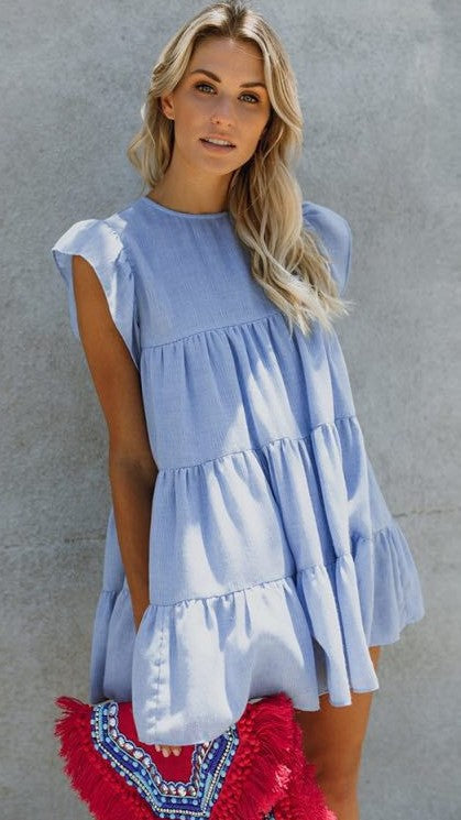 Blue Babydoll Mini Dress