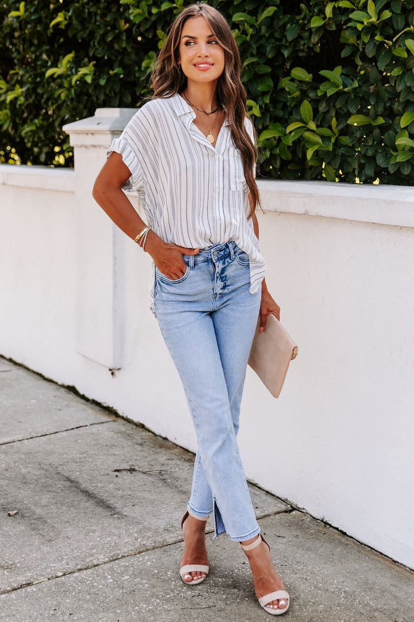 Neat Pinstriped Button Down Top