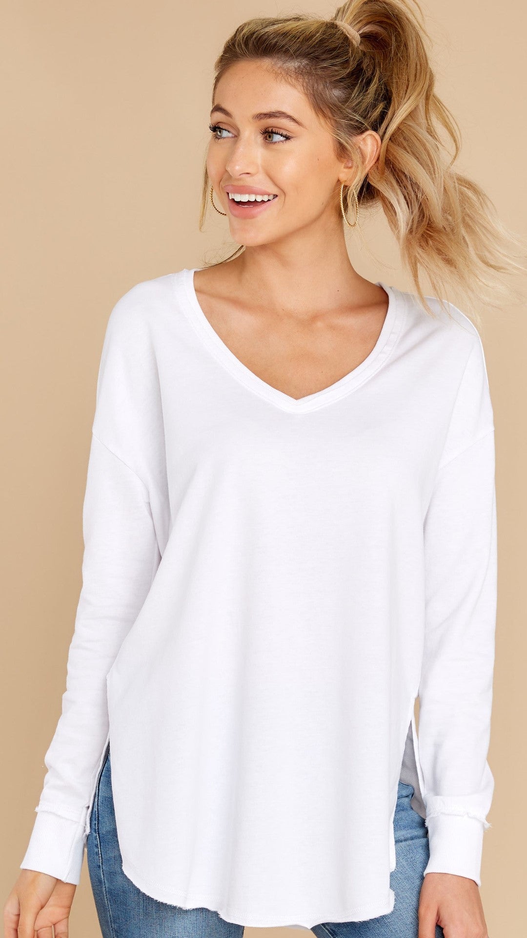 White Neat Long Sleeves Blouse