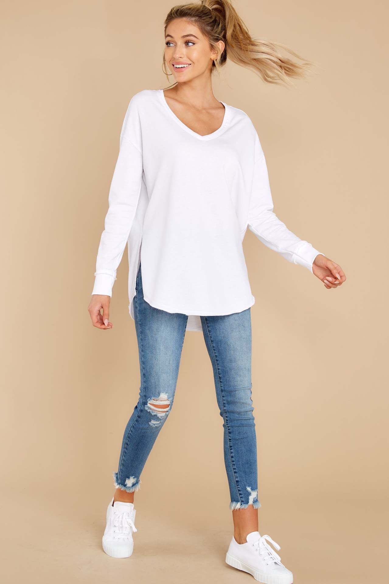 White Neat Long Sleeves Blouse