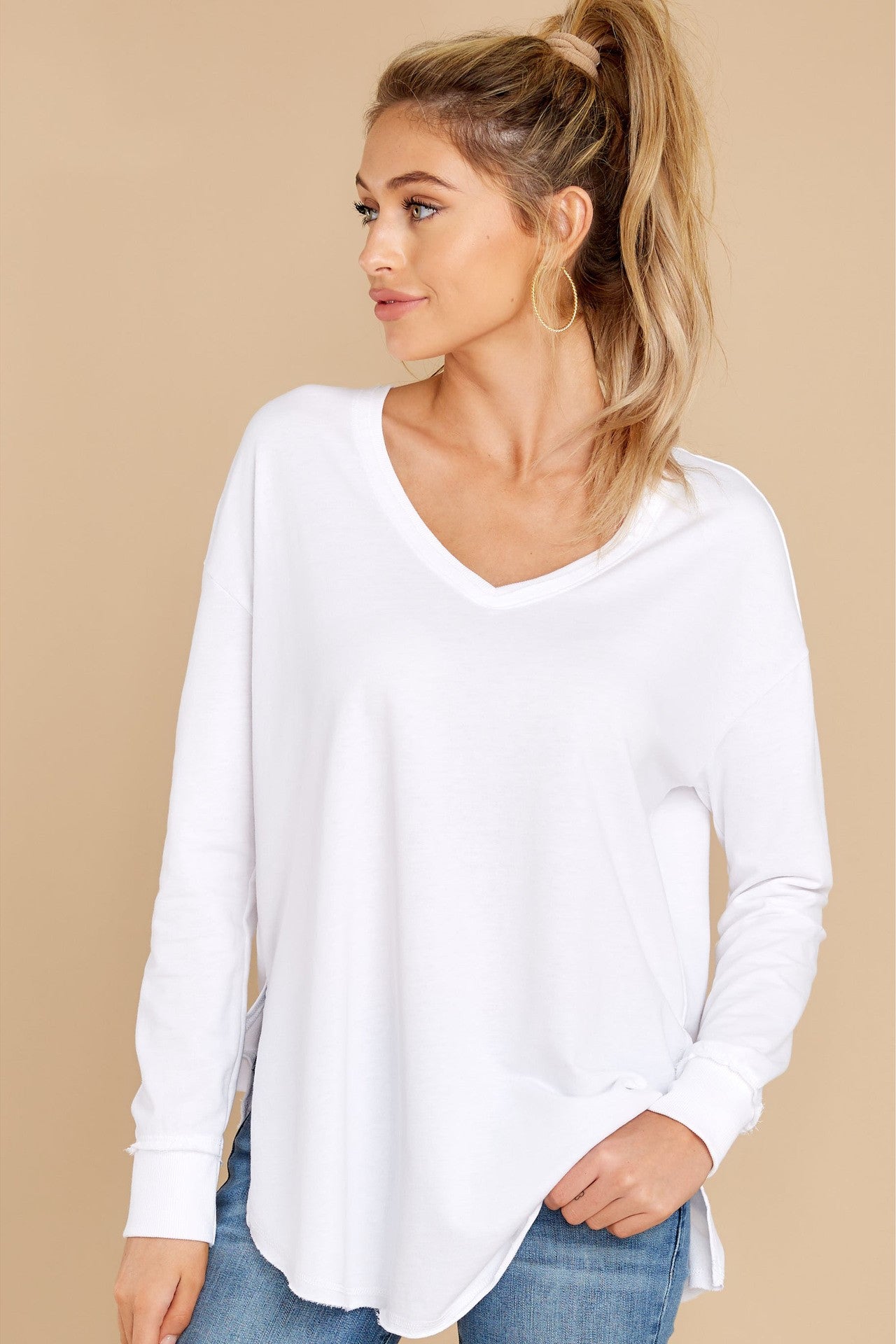 White Neat Long Sleeves Blouse