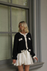 Black Contrast Knit Cardigan