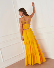 Yellow V Neck Maxi Dress