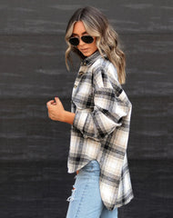 Beige Plaid Button Down Shirt