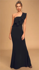 Black One Shoulder Maxi Dress