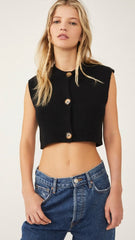 Black Knit Tank Crop Top