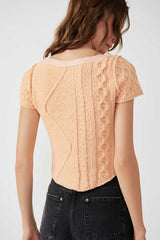 Orange Cable Knit Crop Top