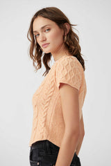 Orange Cable Knit Crop Top