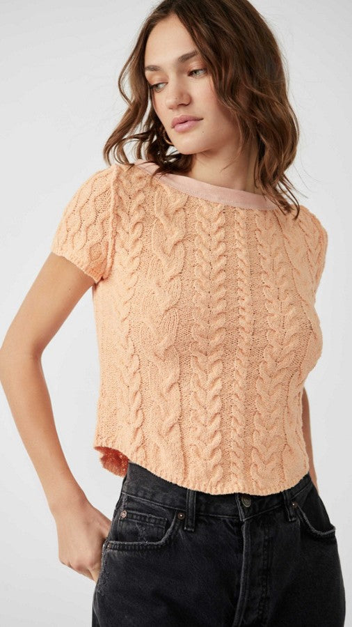 Orange Cable Knit Crop Top