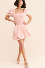 Coral Pink Smocked Mini Dress