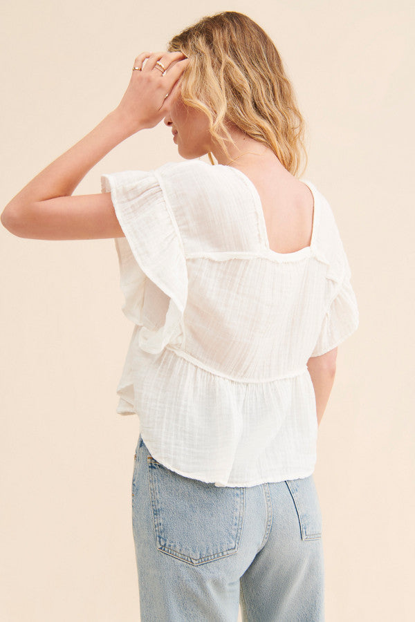 White Pleated Crop Top