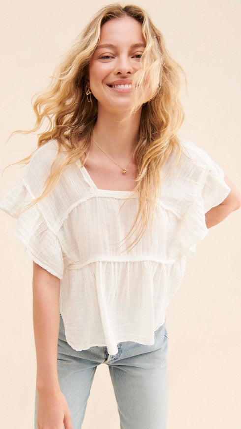 White Pleated Crop Top