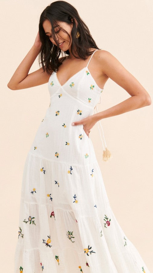 White Floral Slip Maxi Dress