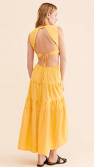 Yellow Backless Midi Dress