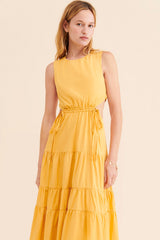 Yellow Backless Midi Dress