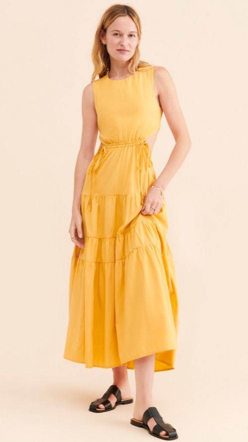 Yellow Backless Midi Dress