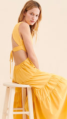 Yellow Backless Midi Dress