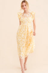 Yellow Delicate Floral Midi Dress