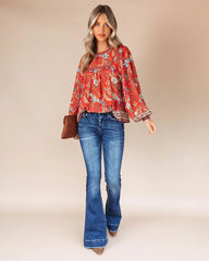 Red Vintage Floral Top