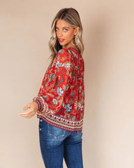 Red Vintage Floral Top