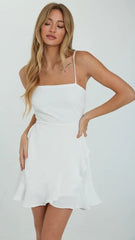 White Solid Slip Mini Dress