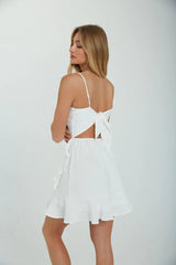 White Solid Slip Mini Dress