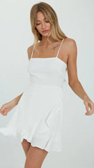 White Solid Slip Mini Dress