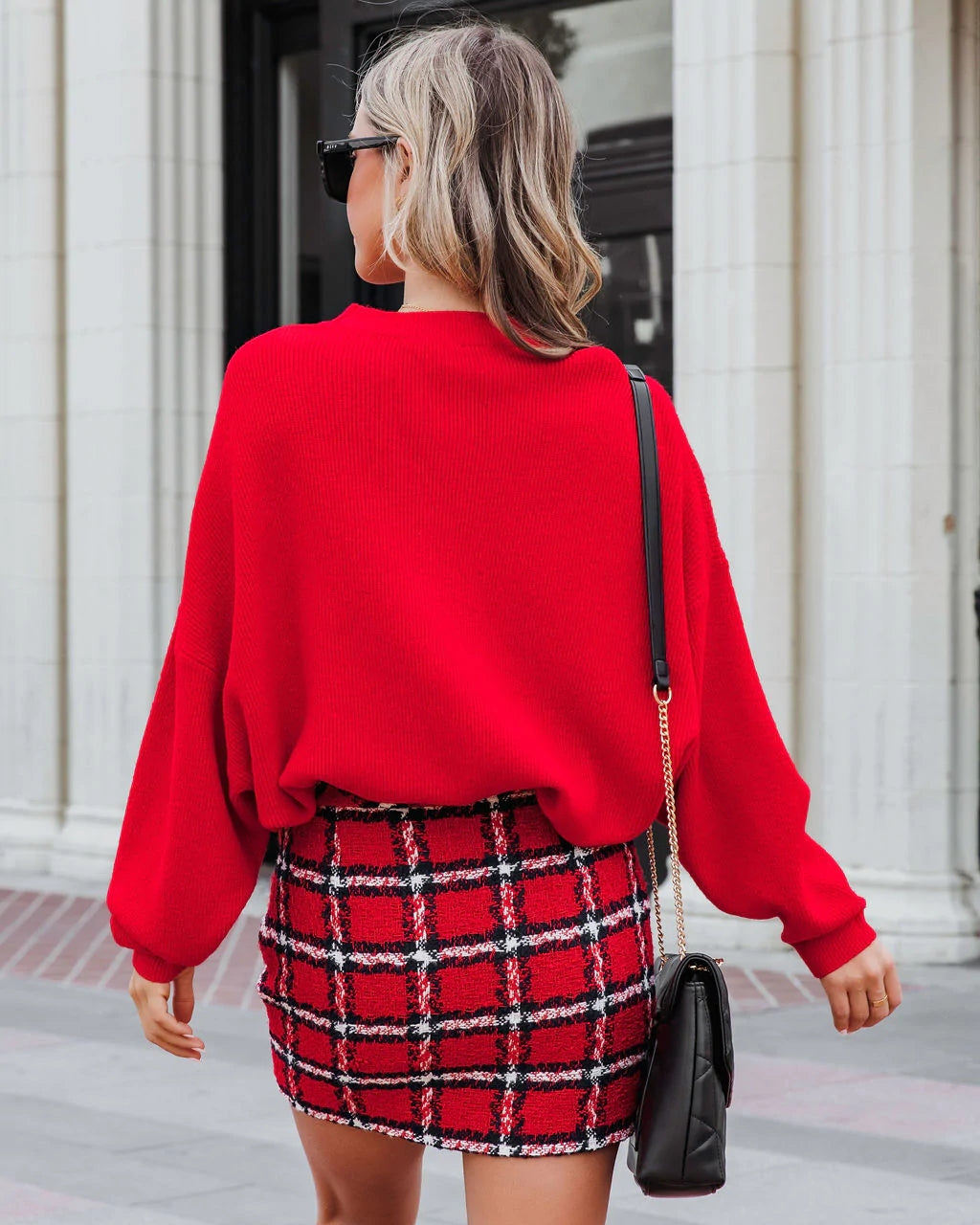 Red Ribbed Knit Sweater