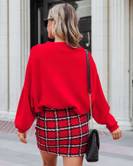 Red Ribbed Knit Sweater