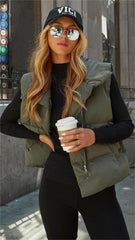 Olive Green Pocketed Puffer Vest