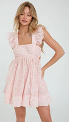 Blush Floral Girly Mini Dress