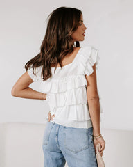White Solid Tiered Tank Top