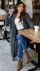 Heather Grey Knit Long Cardigan