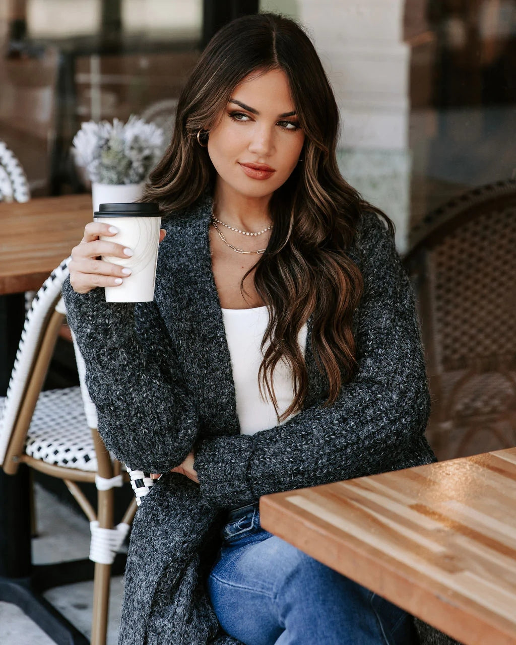 Heather Grey Knit Long Cardigan