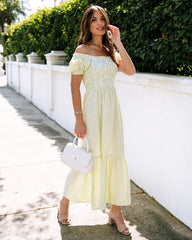 Yellow Plaid Print Midi Dress