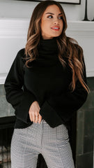 Black Turtleneck Pullover Knit Sweater