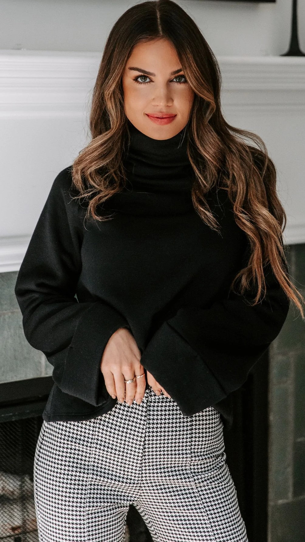 Black Turtleneck Pullover Knit Sweater