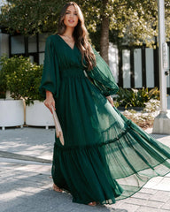 Pine Long Sleeves Midi Dress