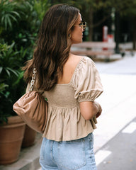 Khaki V Neck Crop Top