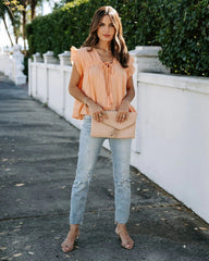 Orange Front Tie Tank Top