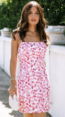 Hot Pink Floral Slip Mini Dress