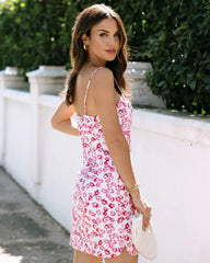 Hot Pink Floral Slip Mini Dress