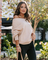 Beige Off Shoulder Knit Top