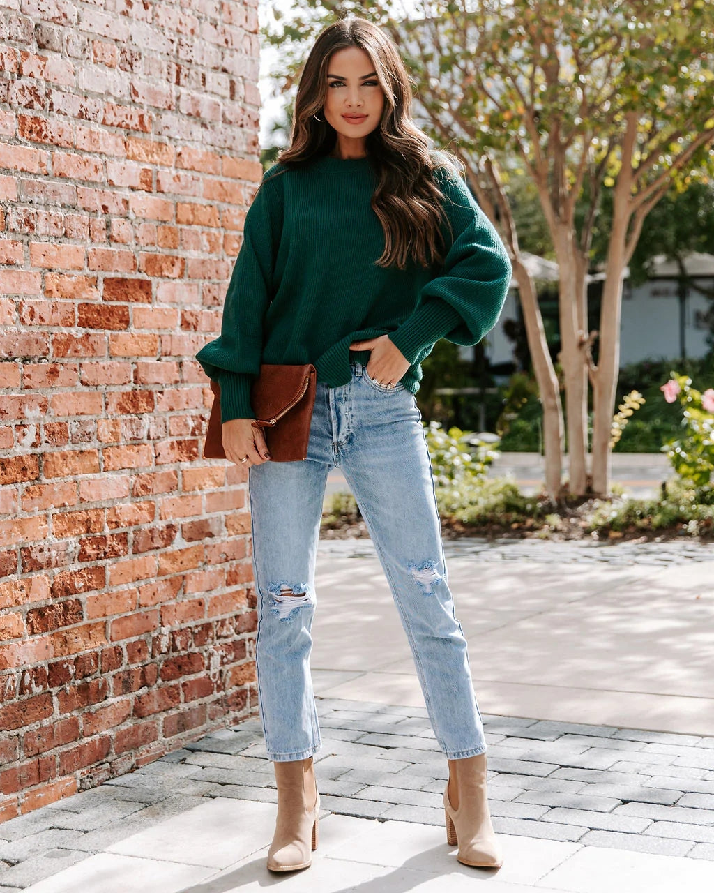 Hunter Green Ribbed Knit Top