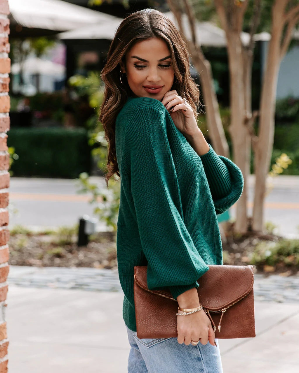 Hunter Green Ribbed Knit Top