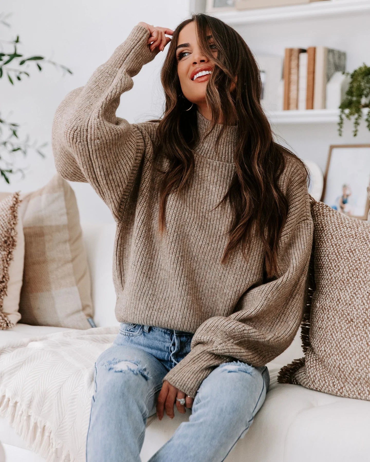 Taupe Ribbed Knit Sweater