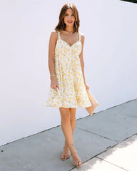 Delicate Yellow Floral Slip Mini Dress